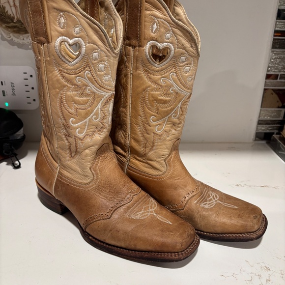 Women’s Innovacion Brown Leather Cowboy Western Heart Boots sz 26/9 Modelo 1820 - Picture 2 of 16